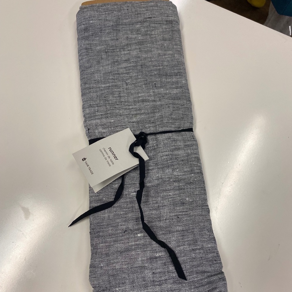 Belgian Flax Linen Melange Table Runner, Slate